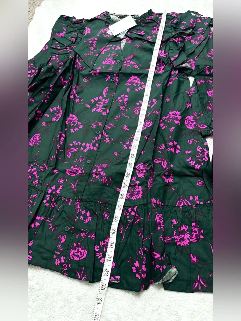 NWT- SUGARLIPS Close To You Sammy Ruffle Drop Waist Green Floral Mini Dress - Picture 14 of 15